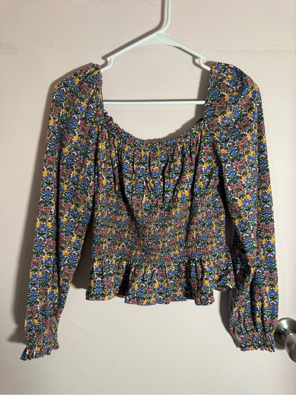 Polo by Ralph Lauren Multicolor Floral Smocked Peplum Blouse